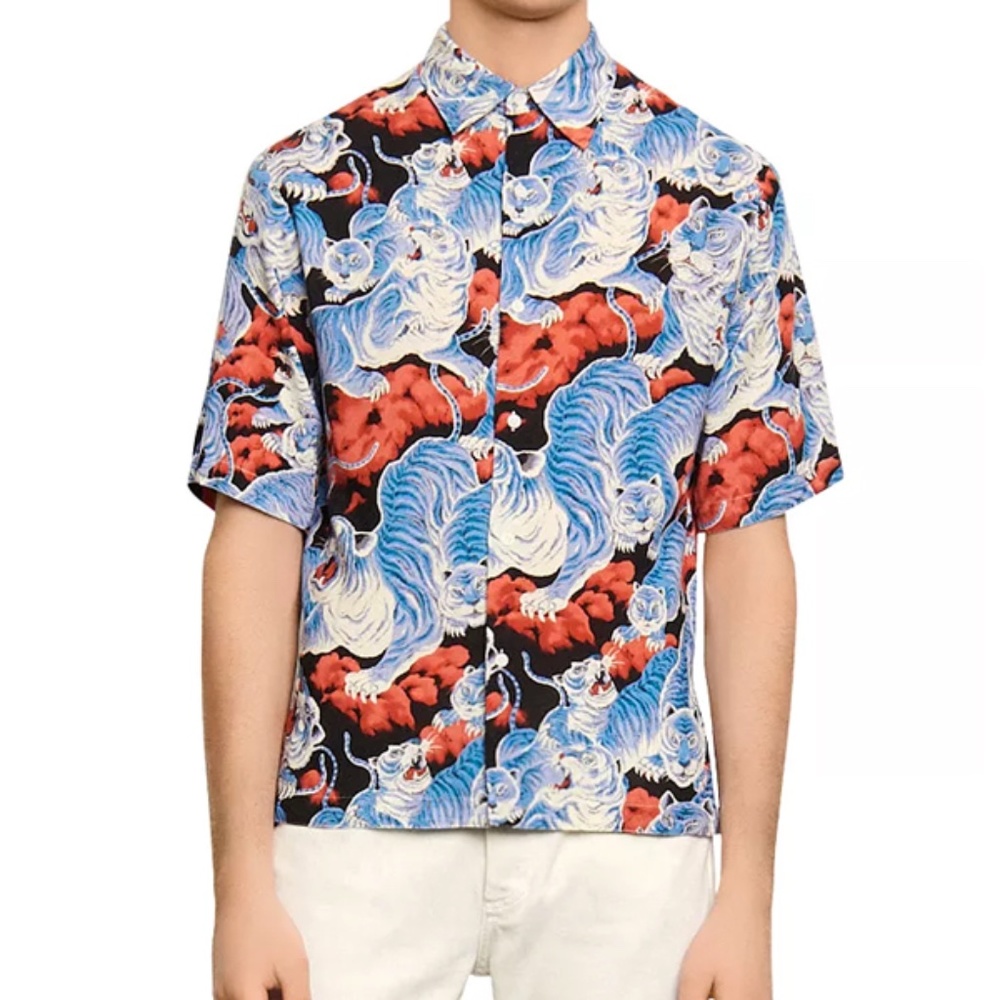 Sandro Tiger Casual Short Sleeve Shirt